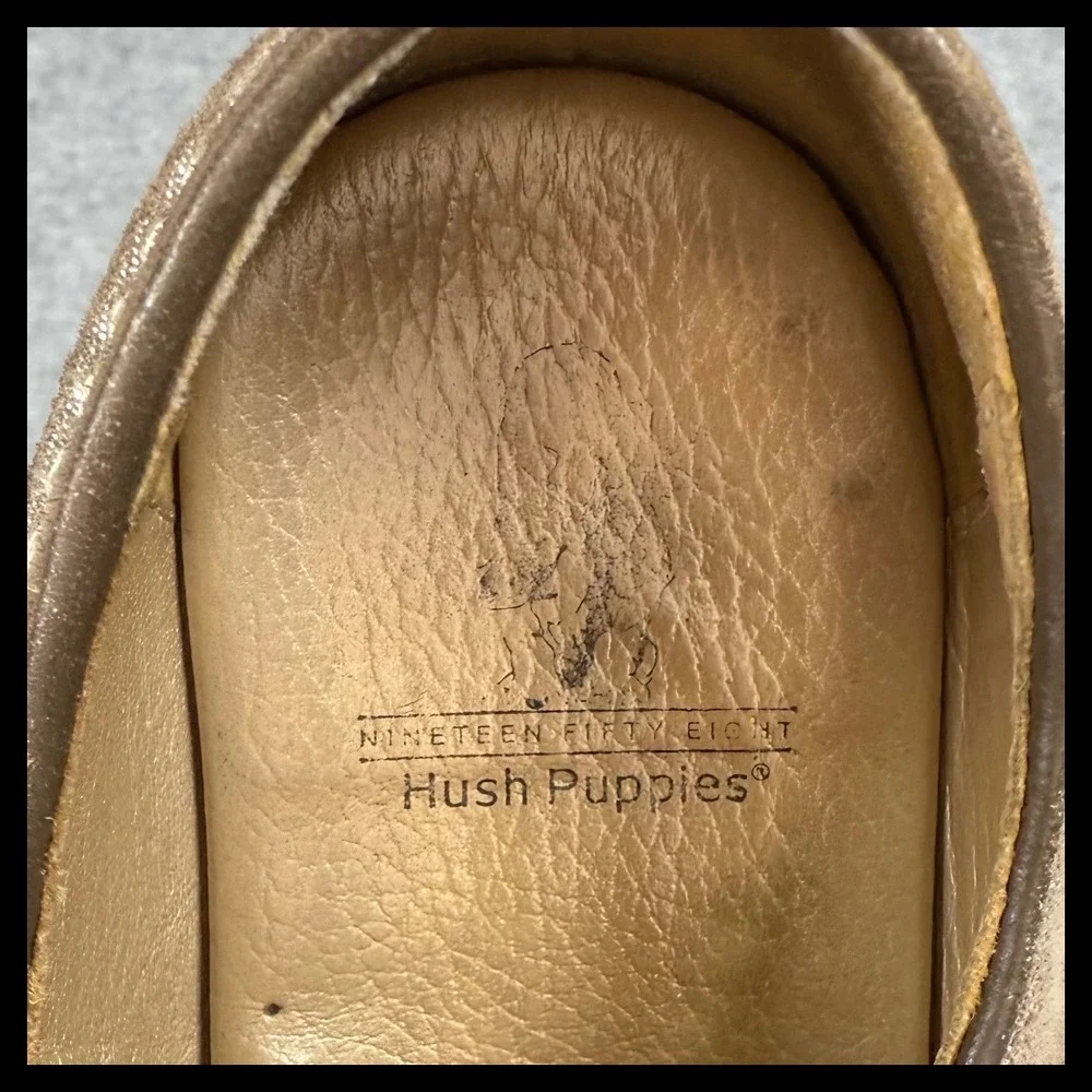 Vintage Hush Puppies Womens Moc Toe Oxford Shoes Size‎ 8 Taupe Beige Suede Sheen